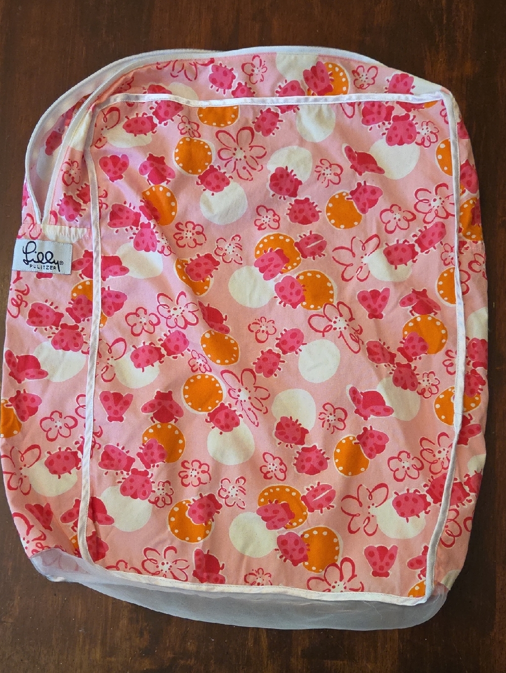 Lilly Pulitzer Pink Orange Ladybug Travel Bag